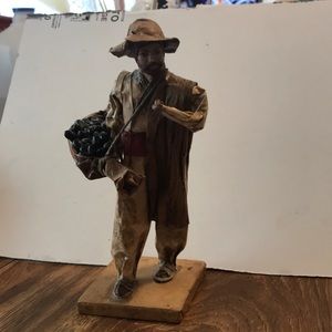 Handcrafted paper mache Costa Rican farmer bringing home days crop